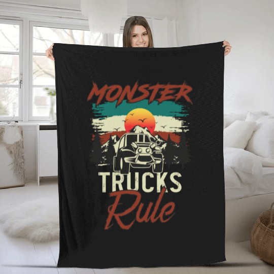 Monster Trucks And Mountain Adventures Fleece Blankets