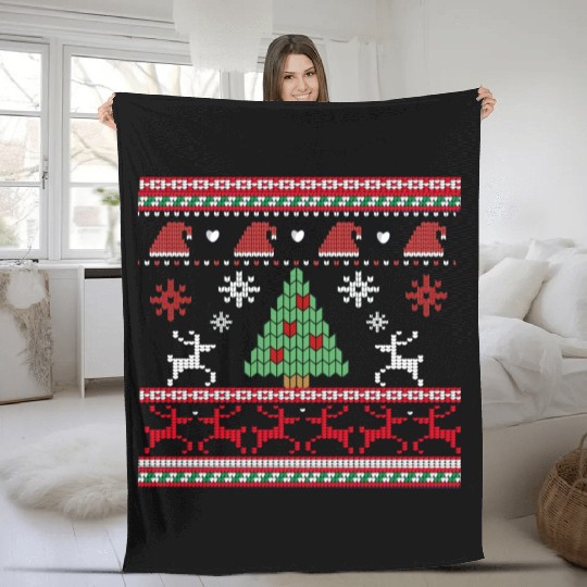 Winter Knitting Funny Holiday Fleece Blankets