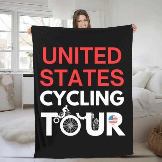 Cycling Tour - USA Design Fleece Blankets