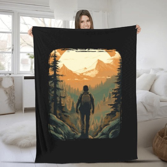 Forest nature trekking adventure Fleece Blankets