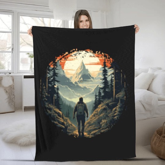 Forest nature trekking adventure Fleece Blankets