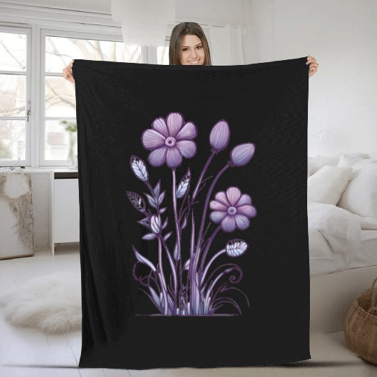 Lavender Majesty: A Tapestry of Orchids and Lilacs Fleece Blankets