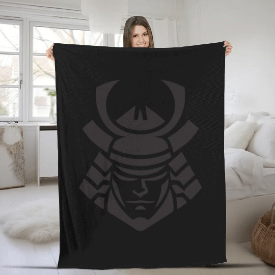 Samurai Helmet Logo Katana Swordsman Fleece Blankets