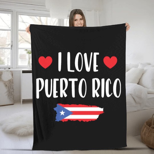 I Love Puerto Rico pride heart Fleece Blankets