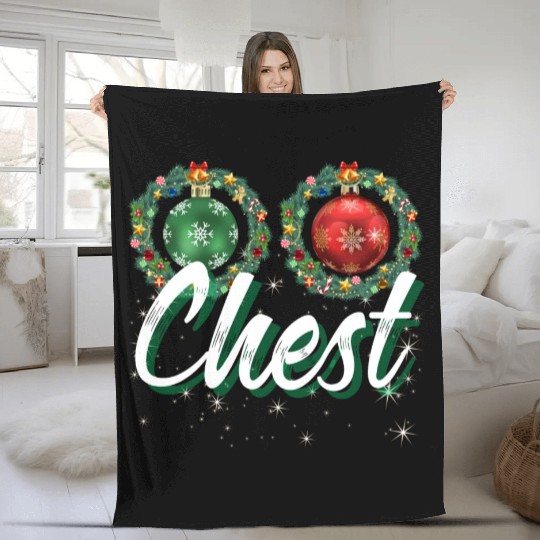 Chest Nuts Christmas Couple Funny Matching Fleece Blankets