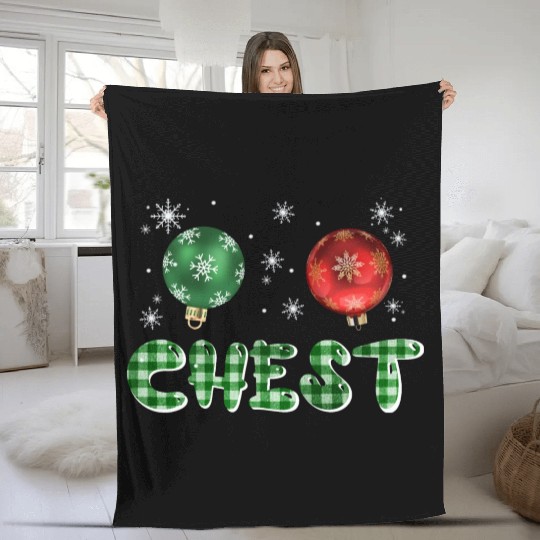 Chest Nuts Christmas Couple Funny Matching Fleece Blankets