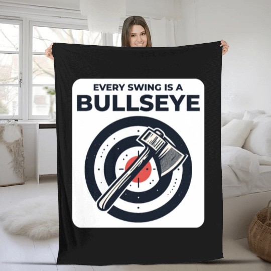 Axe Throwing Axe Thrower Lumberjack Funny Bullseye Fleece Blankets