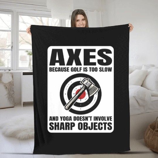 Axe Throwing Lumberjack Yoga Golf Axe Thrower Fleece Blankets