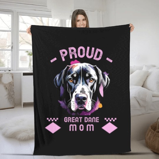 Proud great dane dad dog lover gift Fleece Blankets