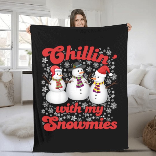 Snowmen Chilling with my Snowmies Winter Fleece Blankets