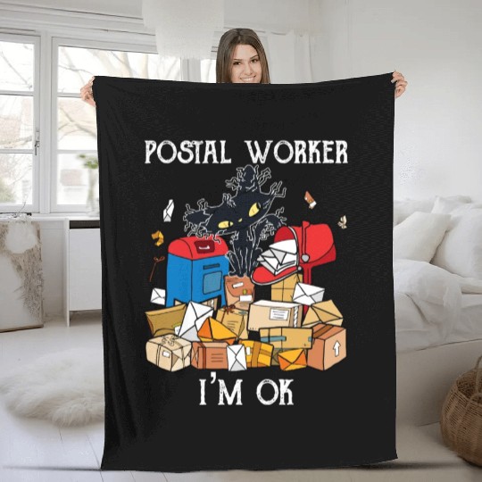 I'm Ok Funny Postal Worker Fleece Blankets