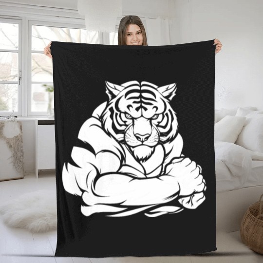 Workout Gym Tiger Fleece Blankets