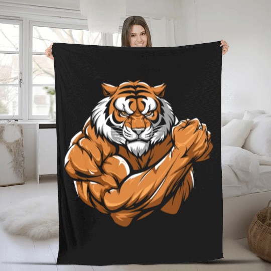 Workout Gym Tiger Fleece Blankets