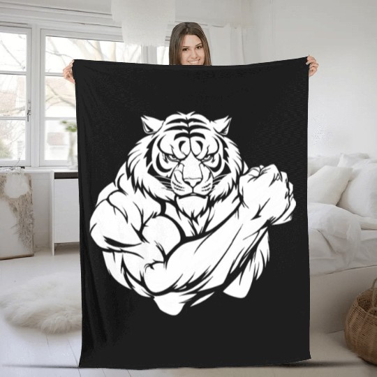 Workout Gym Tiger Fleece Blankets