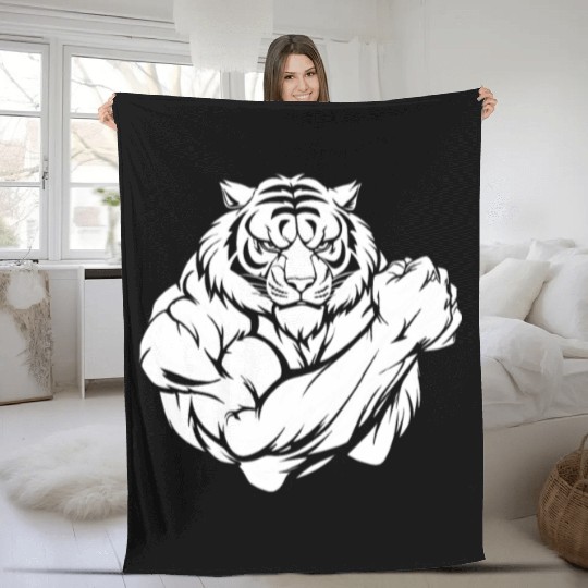 Workout Gym Tiger Fleece Blankets