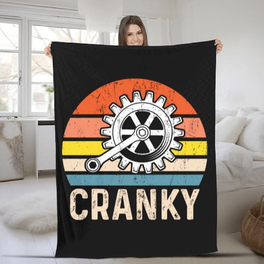 Cranky Vintage Sun funny Bicycle Lovers Fleece Blankets
