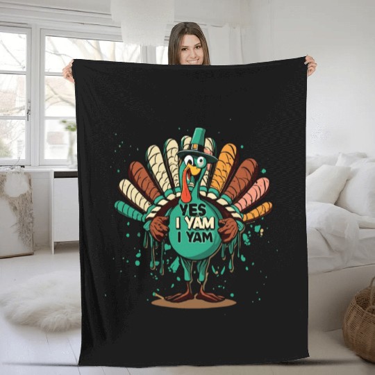 Thanksgiving Yes I Yam Funny Couple Fleece Blankets