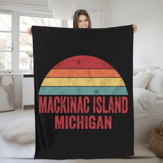 Vintage Mackinac Island Michigan Fleece Blankets