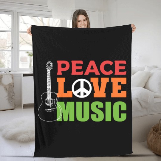 Peace Love Music Composer Gift Fleece Blankets