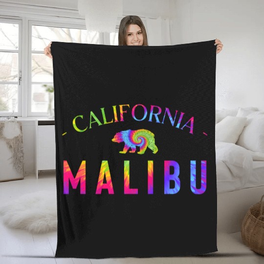 Malibu California Bicycle Club In a Tie Dye Design Fleece Blankets