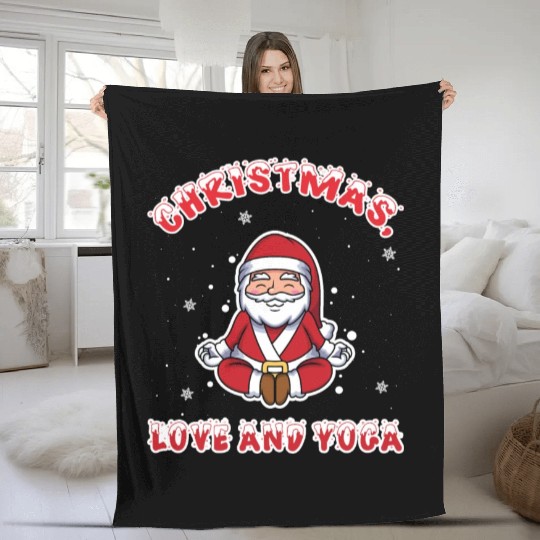 Yogini Yoga Meditation Christmas, Love And Yoga Fleece Blankets