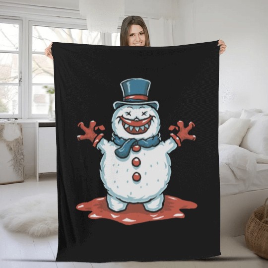 frosty snowman creepy Fleece Blankets