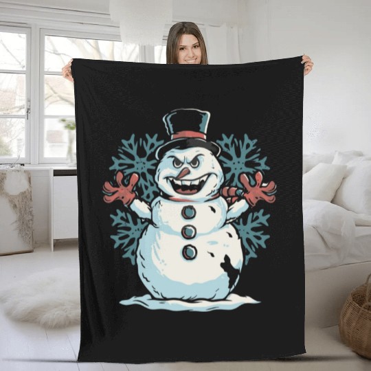 frosty snowman creepy Fleece Blankets