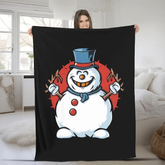 frosty snowman creepy Fleece Blankets