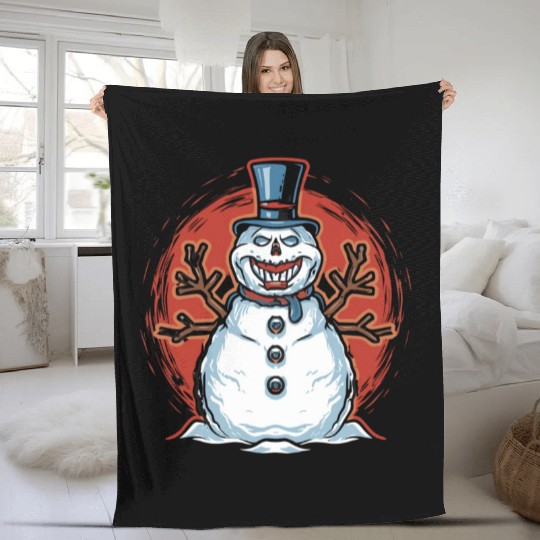 frosty snowman creepy Fleece Blankets