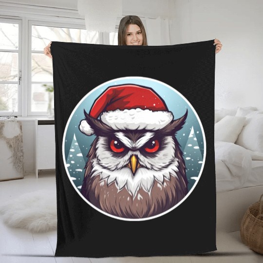 Christmas owl Fleece Blankets