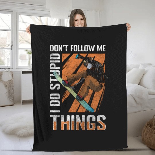 Snow Snowboarding Mountain Winter Vacation Fleece Blankets