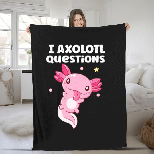 I Axolotl Questions Axolotl funny Axolotl Retro Fleece Blankets