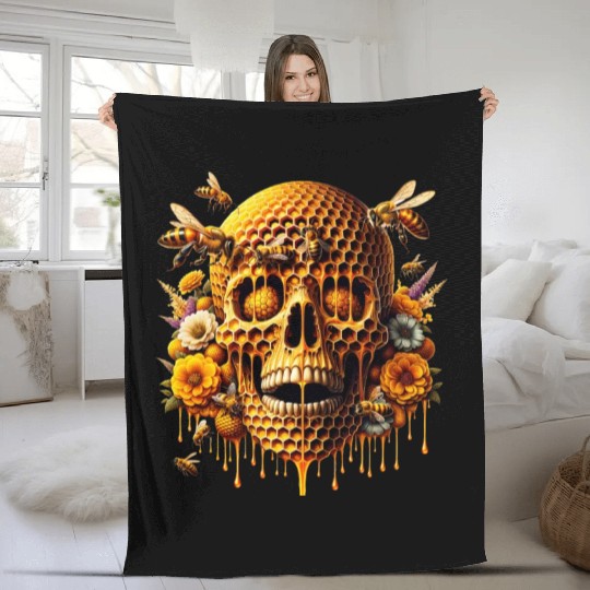 Sweet Life Skull Fleece Blankets Honeycomb Haven Bumblebee