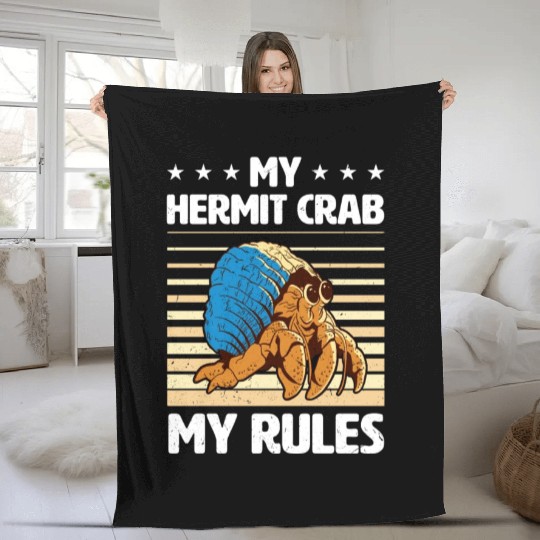 Sea Creature Seafood Shells Hermit Crab Lover Fleece Blankets
