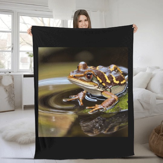 Rain frog" cute crazy leopard frog Fleece Blankets