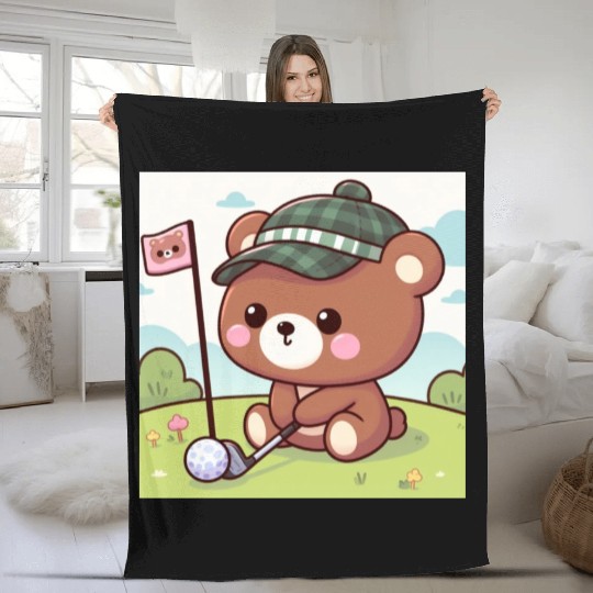 Golfing bears Fleece Blankets