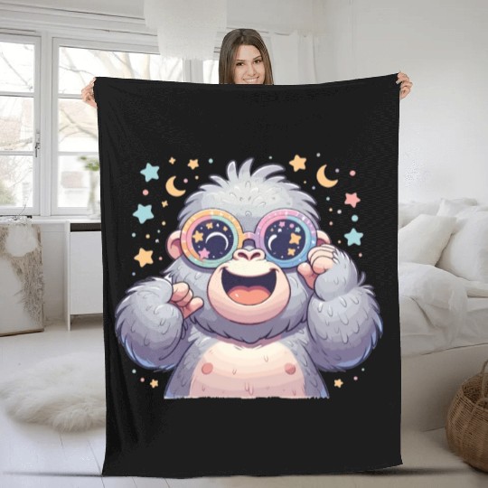 Gorilla With Sunglasses Fleece Blankets