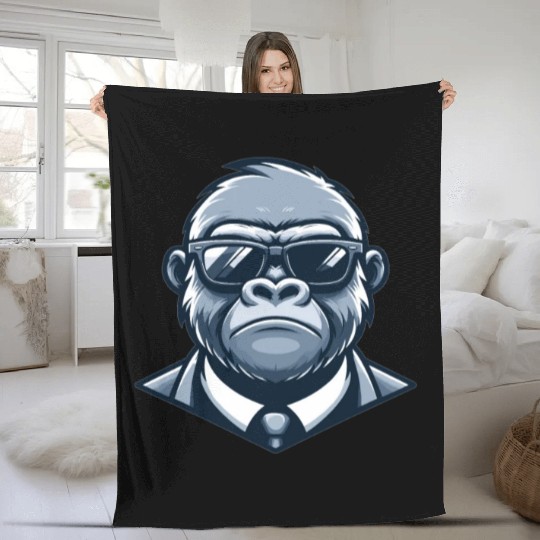 Gorilla With Sunglasses Fleece Blankets