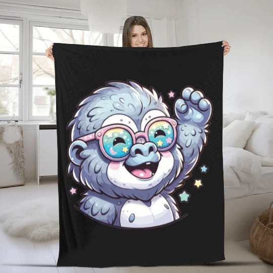 Gorilla With Sunglasses Fleece Blankets