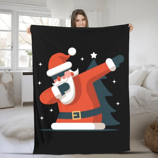Dabbing Santa Fleece Blankets