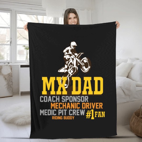 Mx Dad Motocross Supercross Papa Fleece Blankets