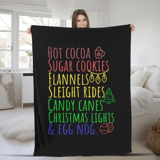 Hot cocoa sugar cookies Christmas lights Fleece Blankets