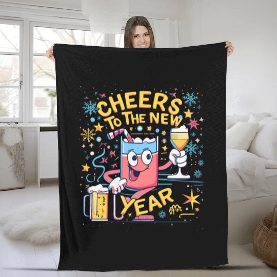 NYE Cheers To The New Year Happy Winter Holiday Fleece Blankets