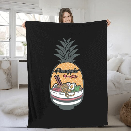 Pineapple Ramen Fleece Blankets