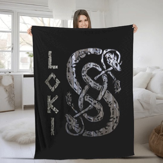 Loki's Symbol The Serpent Fleece Blankets Thor Mjolnir Valknut