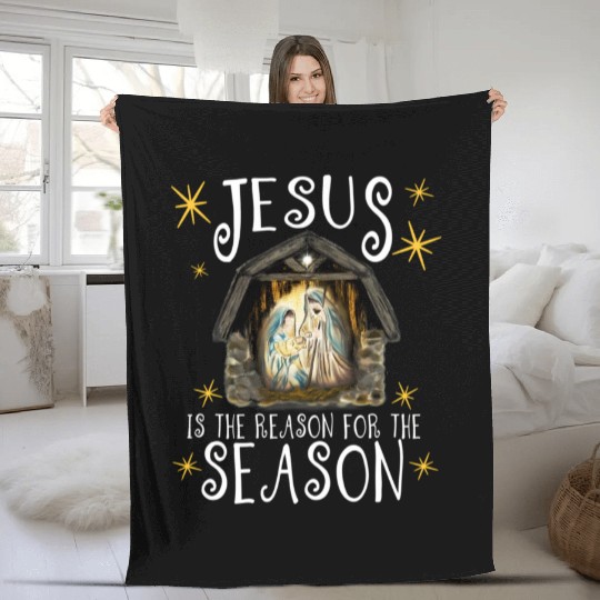 Nativity Jesus Is The Reason For The Season Ger Fleece Blankets