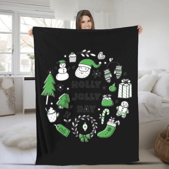 Holly Jolly Day Fleece Blankets
