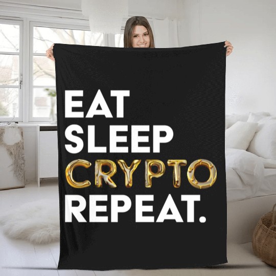 Eat sleep crypto GOLD Fleece Blankets