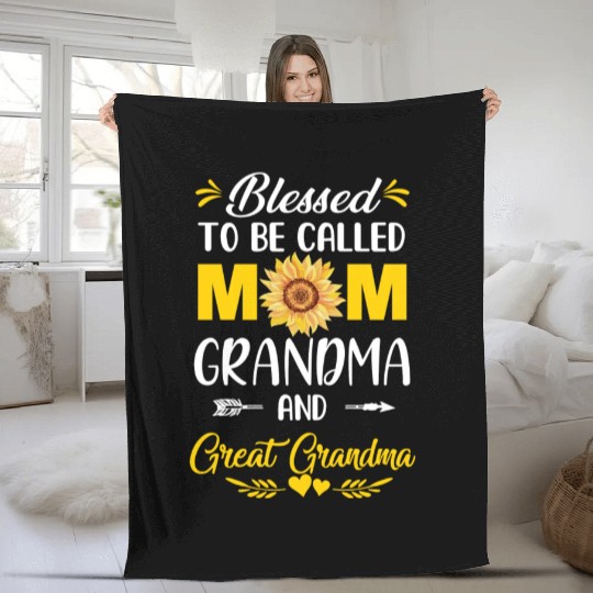 Blessed To Be Called Mom Grandma Great Grandma Fleece Blankets
