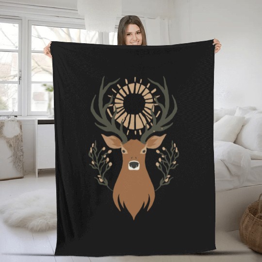 Deer Buck Male Design Fleece Blankets